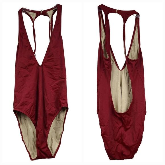 Victoria's Secret Plunge V Neck Low Open Back High Leg One Piece Bathing Suit - Picture 1 of 8